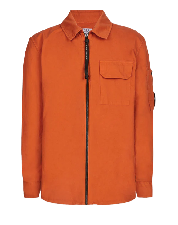 CP Company Lens Zip Overshirt Orange - Urban Menswear