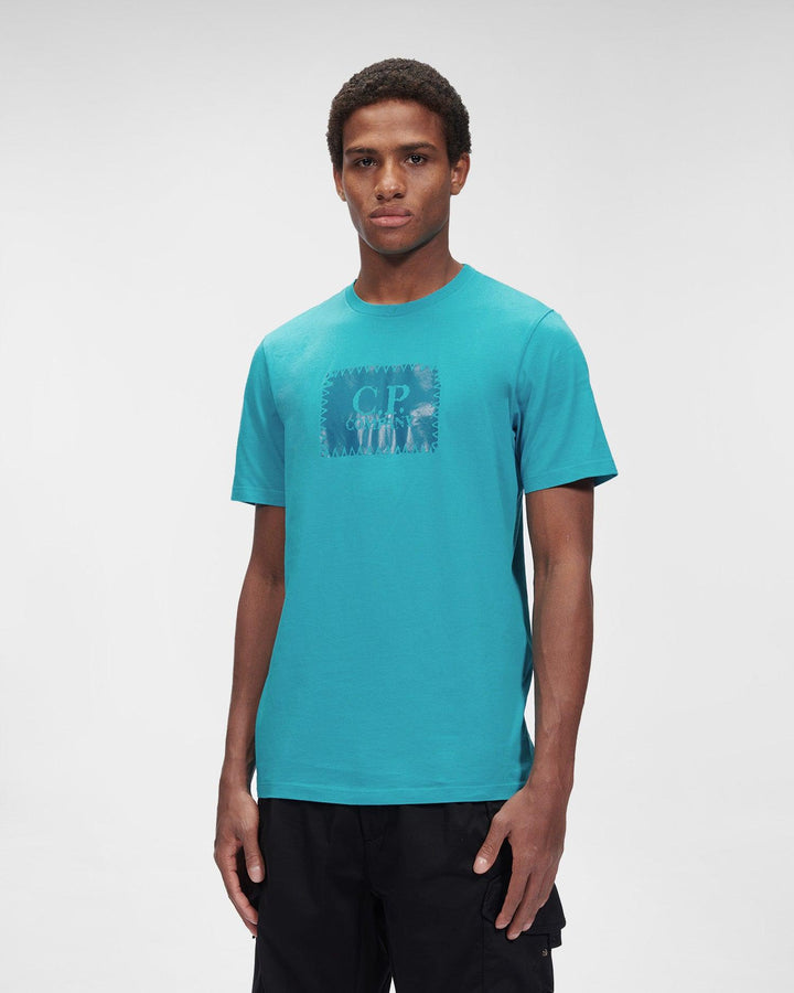 CP Company Patch Logo T-Shirt Tile Blue - Urban Menswear