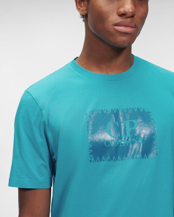CP Company Patch Logo T-Shirt Tile Blue - Urban Menswear