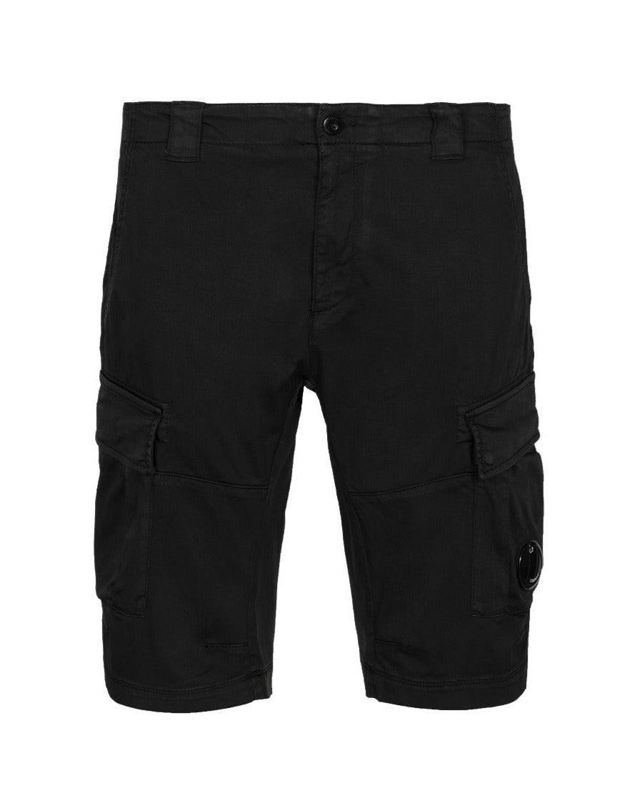 CP Company Stretch Sateen Cargo Shorts Black - Urban Menswear