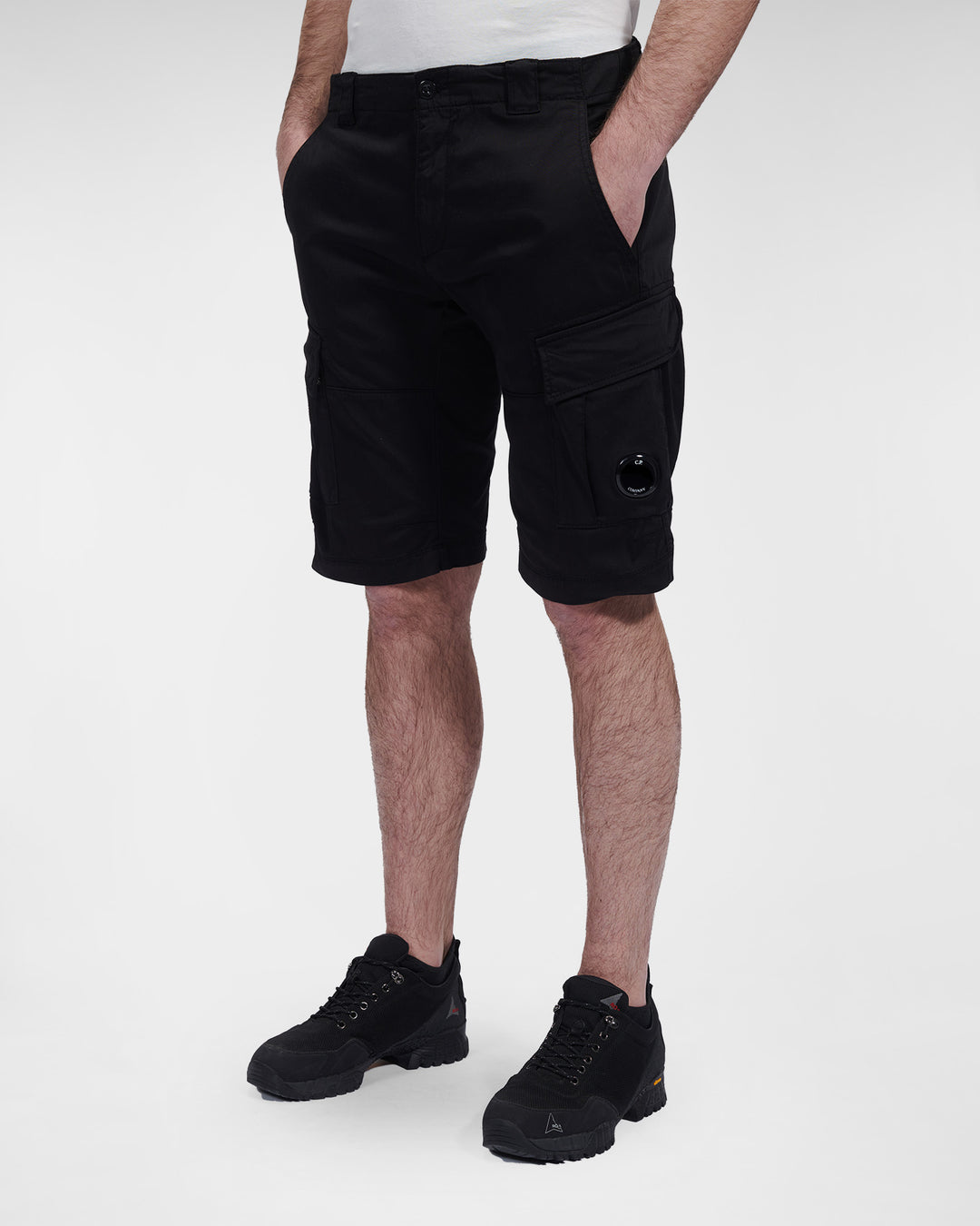 CP Company Stretch Sateen Cargo Shorts Black - Urban Menswear