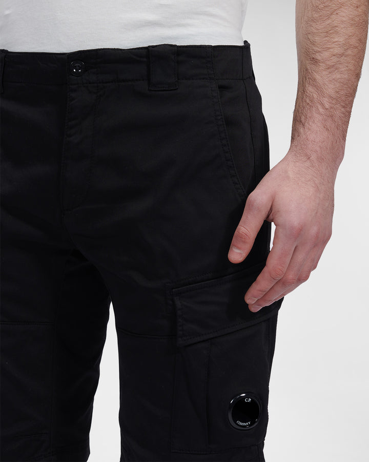CP Company Stretch Sateen Cargo Shorts Black - Urban Menswear
