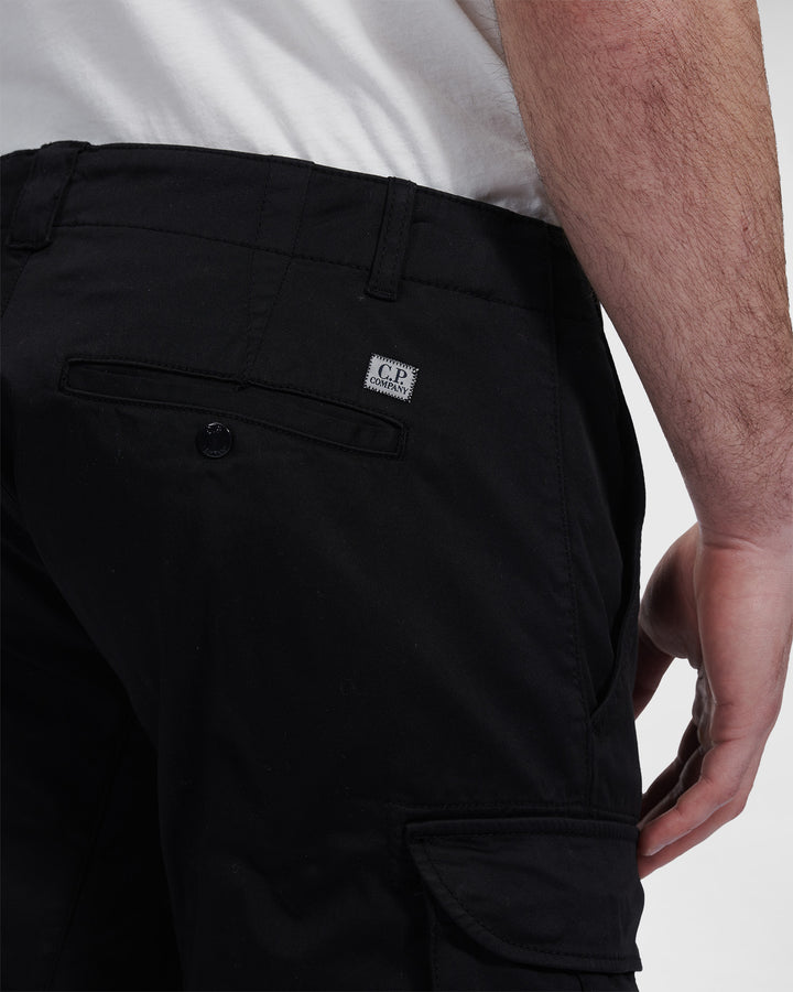CP Company Stretch Sateen Cargo Shorts Black - Urban Menswear