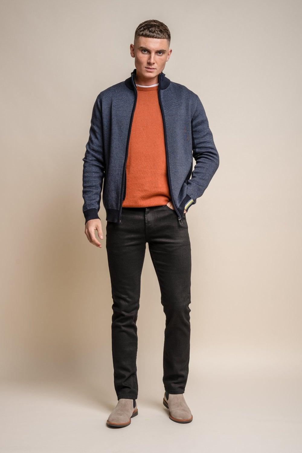 Cavani Artega Knitted Jacket Navy - Urban Menswear