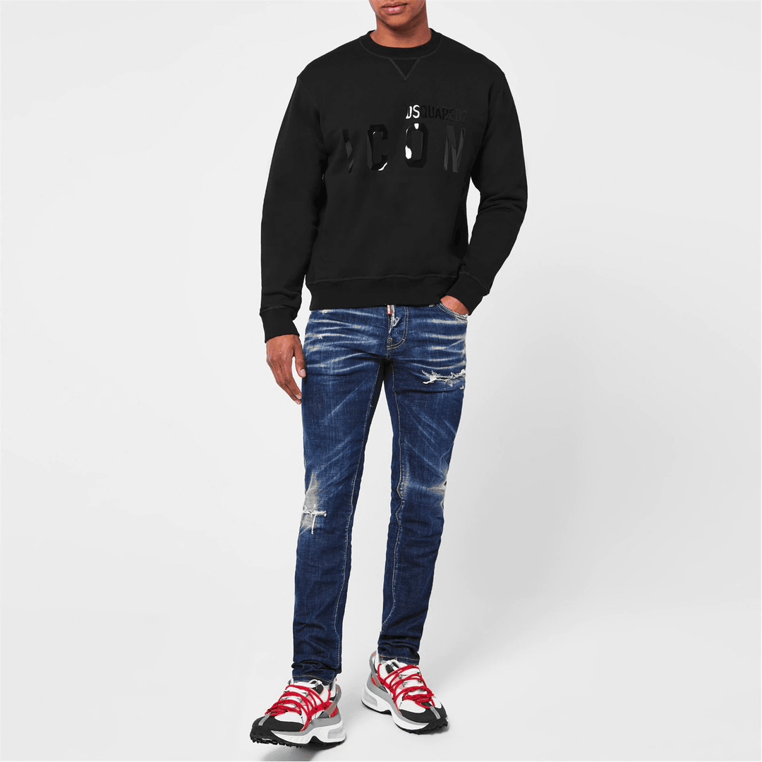 DSquared2 Icon Patent Sweatshirt Black - Urban Menswear
