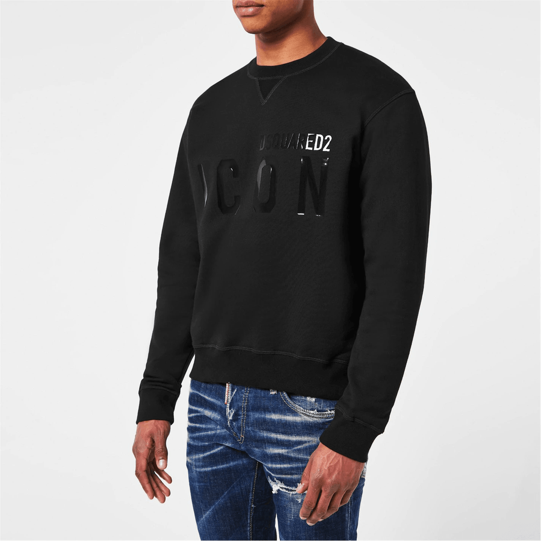 DSquared2 Icon Patent Sweatshirt Black - Urban Menswear