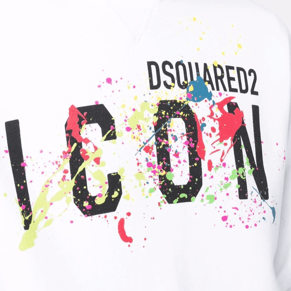 DSquared2 Icon Splatter Sweatshirt White - Urban Menswear