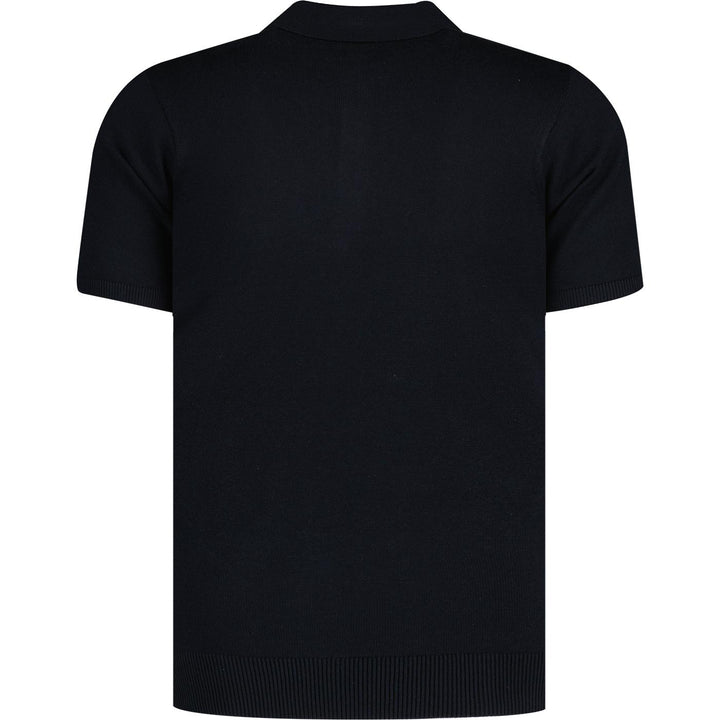 Gabicci Vintage Humphrey Argyle Knit Polo Shirt Navy - Urban Menswear