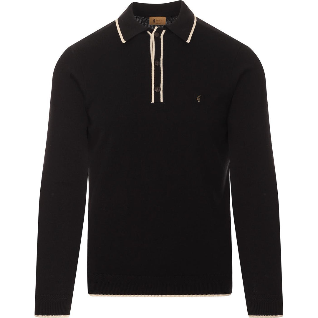 Gabicci Vintage Lineker Knitted Polo Shirt Black - Urban Menswear