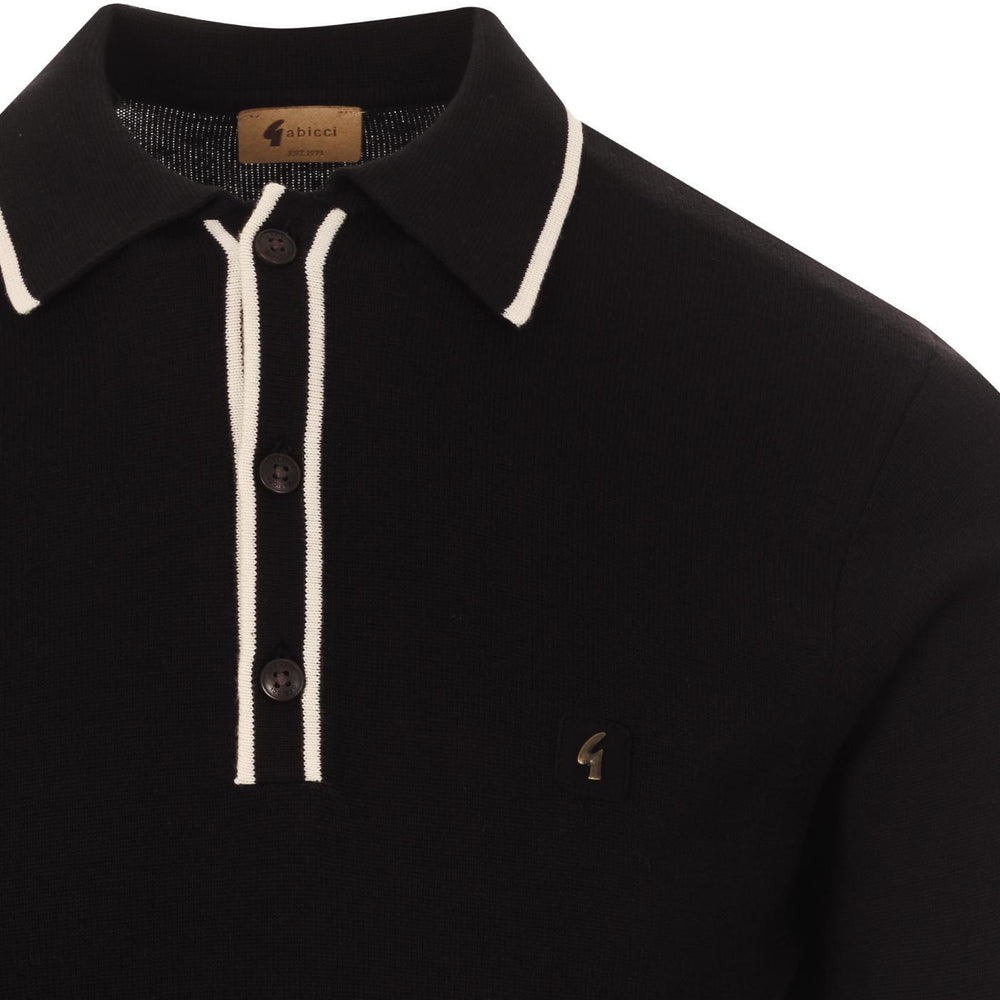 Gabicci Vintage Lineker Knitted Polo Shirt Black - Urban Menswear