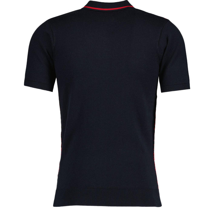 Gabicci Vintage Telgano Dogtooth Knit Polo Shirt Navy - Urban Menswear