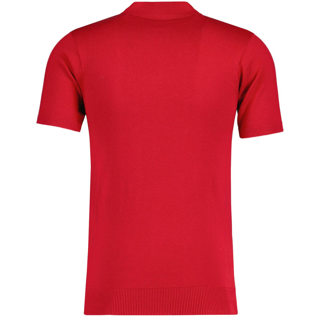 Gabicci Vintage Woon Pattern Knit Polo Shirt Garnet - Urban Menswear