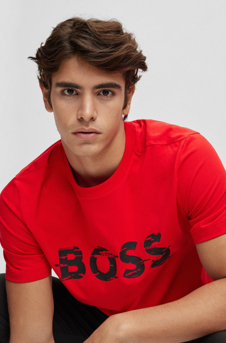 Hugo Boss Tee 3 Logo T-Shirt Red - Urban Menswear