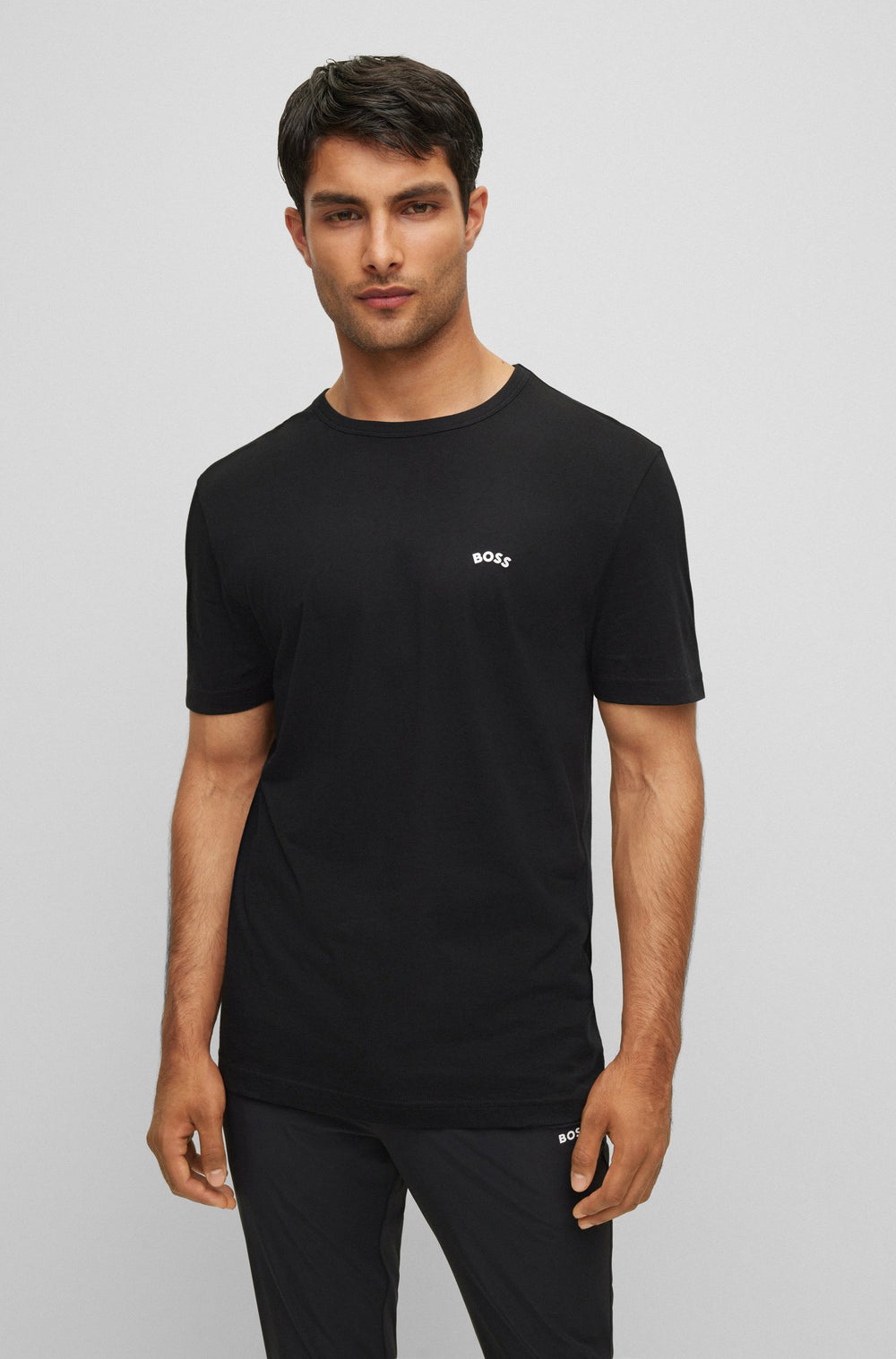 Hugo Boss Curved Logo T-Shirt Black - Urban Menswear