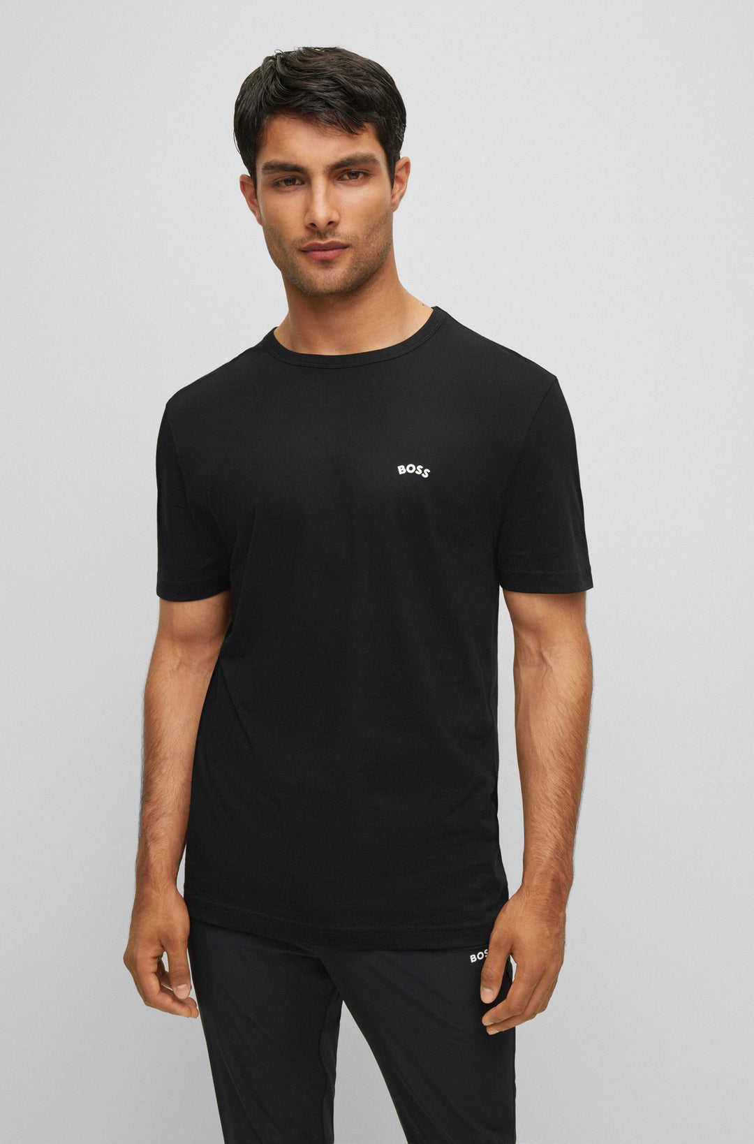 Hugo Boss Curved Logo T-Shirt Black - Urban Menswear