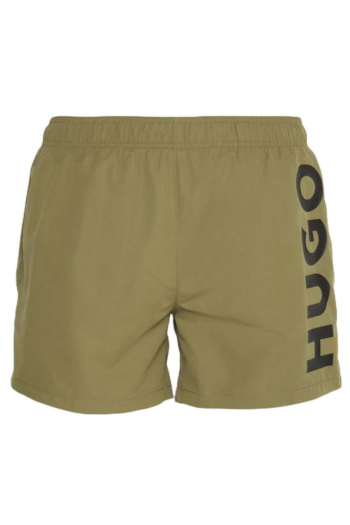 Hugo Logo Print Swim Shorts Khaki - Urban Menswear