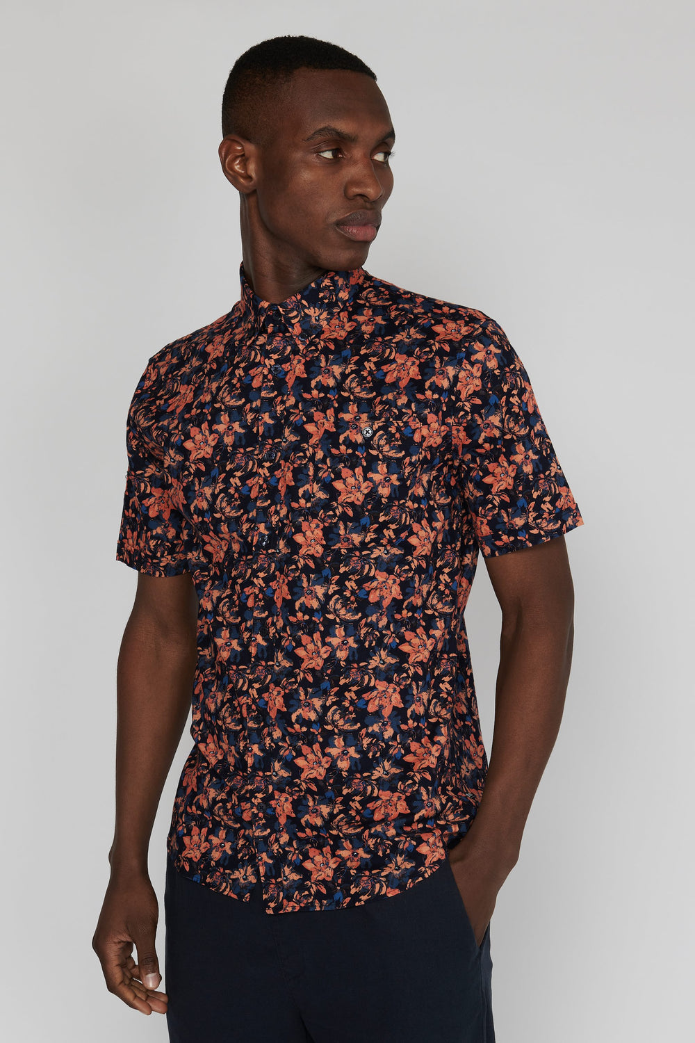 Matinique Floral Print Shirt Navy - Urban Menswear