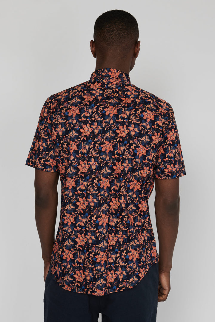 Matinique Floral Print Shirt Navy - Urban Menswear