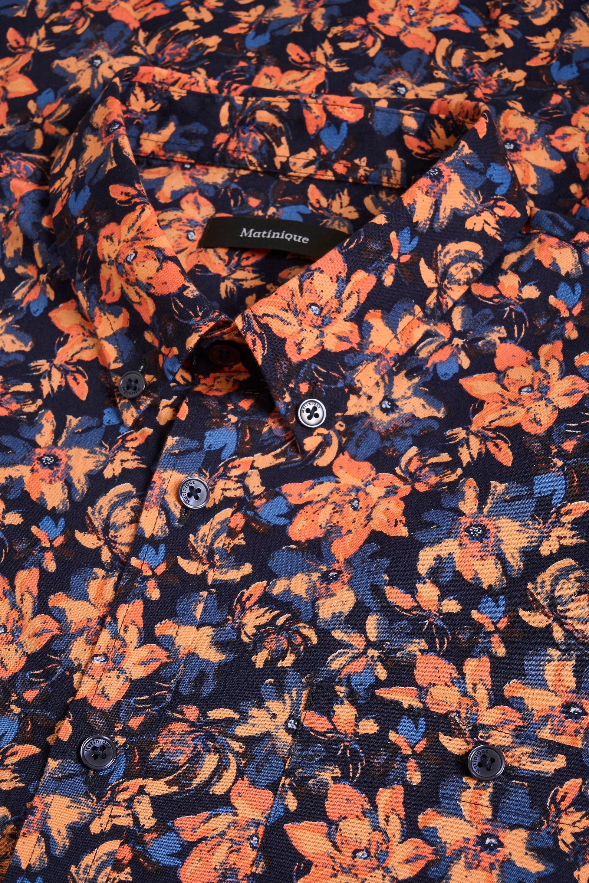 Matinique Floral Print Shirt Navy - Urban Menswear