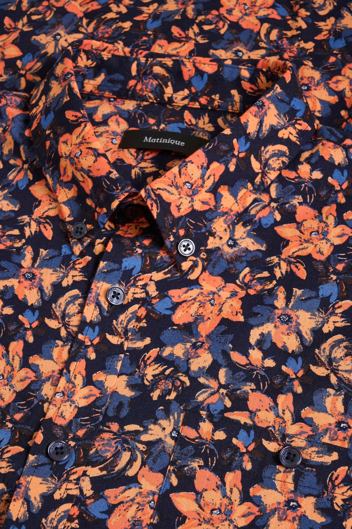 Matinique Floral Print Shirt Navy - Urban Menswear