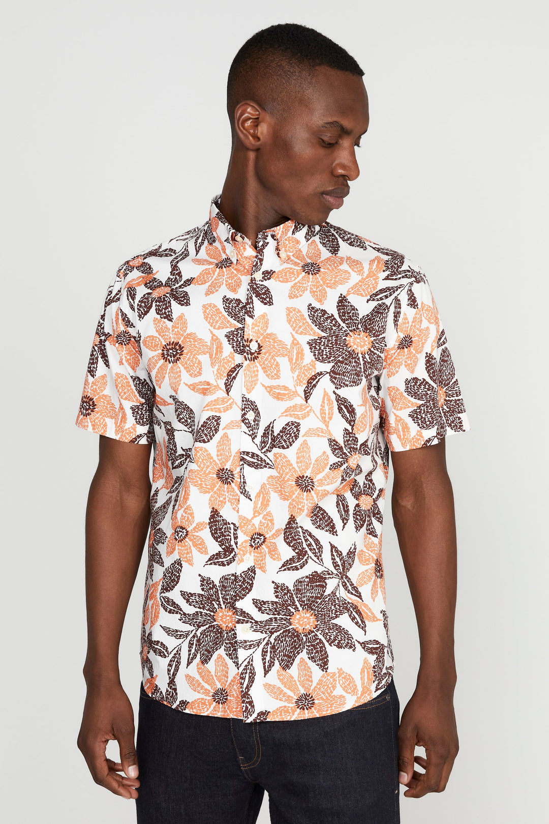 Matinique Floral Print Shirt Orange - Urban Menswear