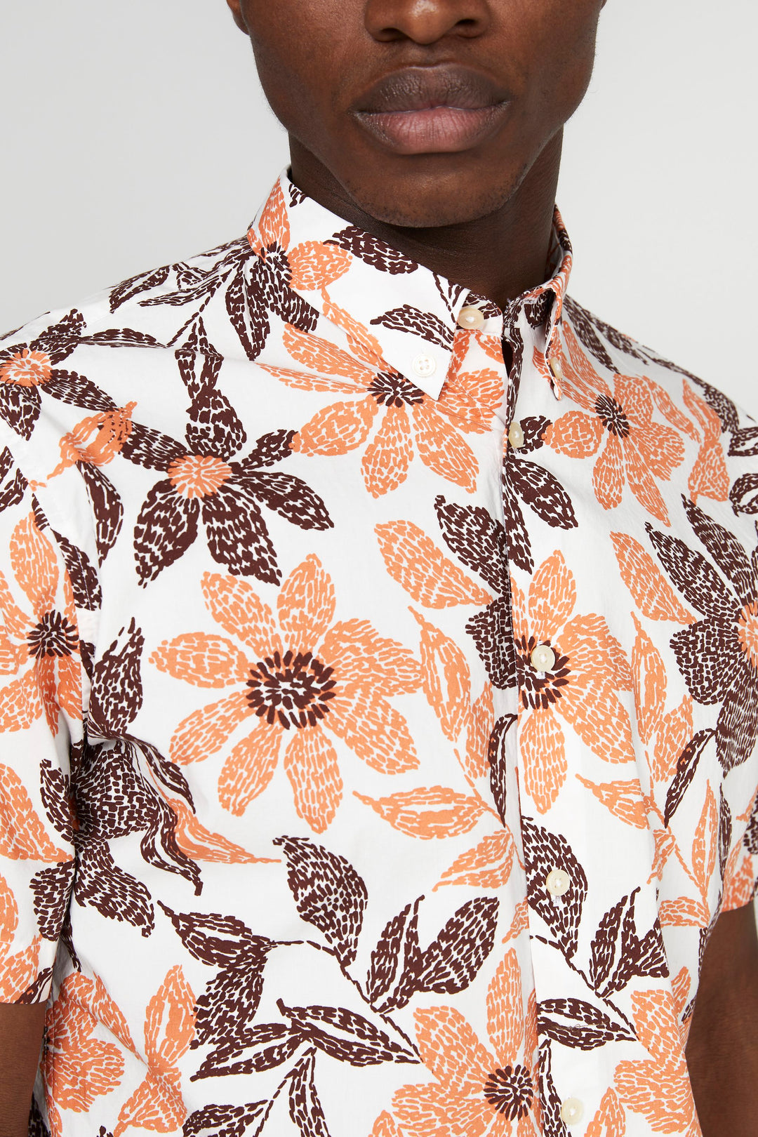 Matinique Floral Print Shirt Orange - Urban Menswear