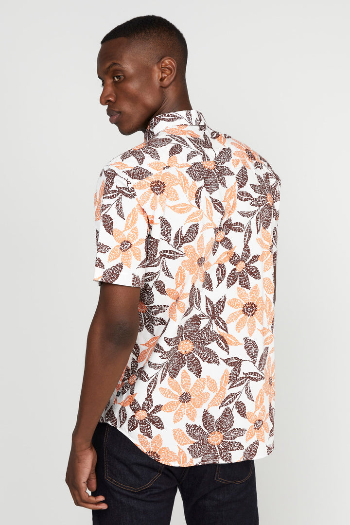 Matinique Floral Print Shirt Orange - Urban Menswear