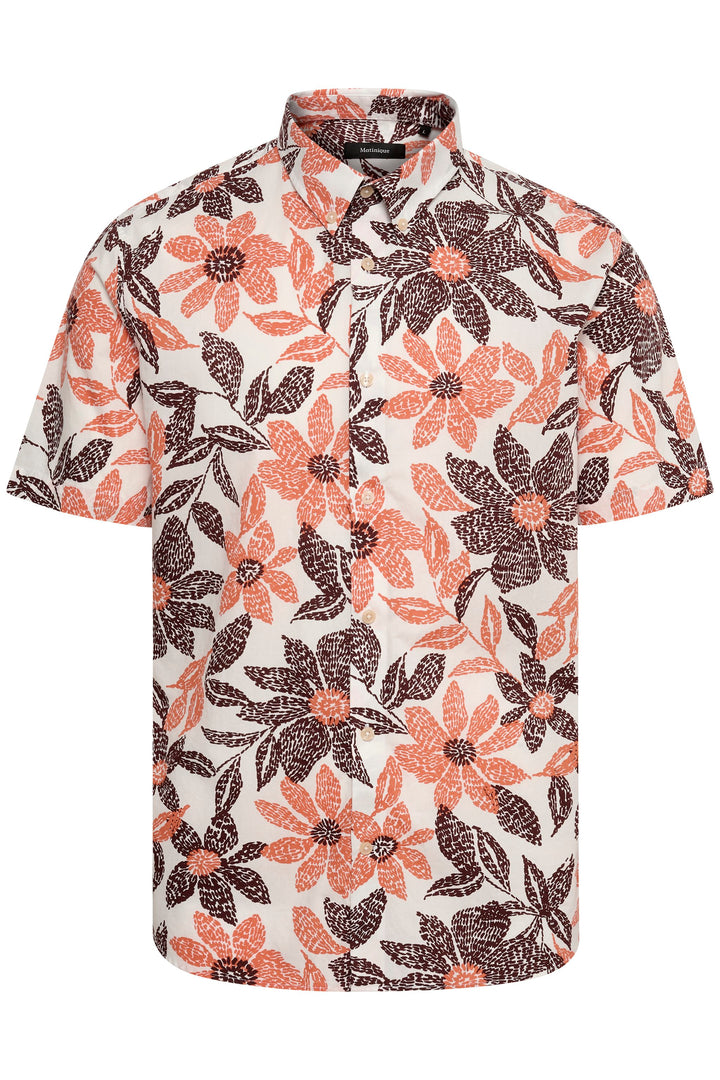Matinique Floral Print Shirt Orange - Urban Menswear