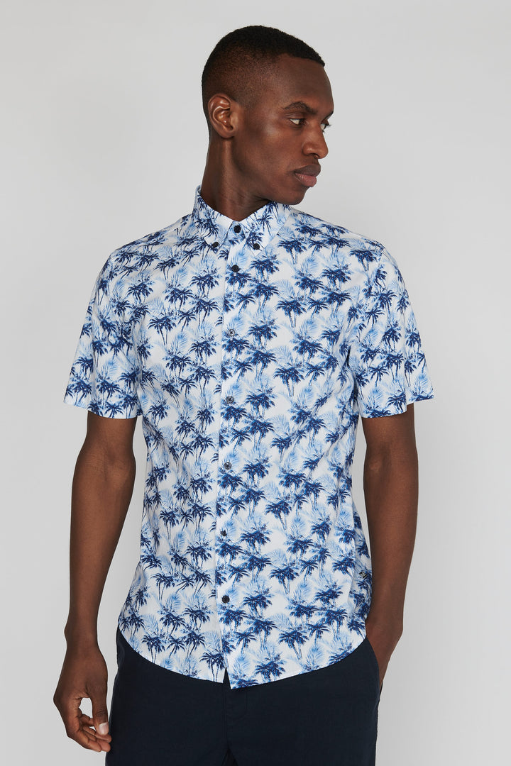 Matinique Palm Print Shirt White - Urban Menswear