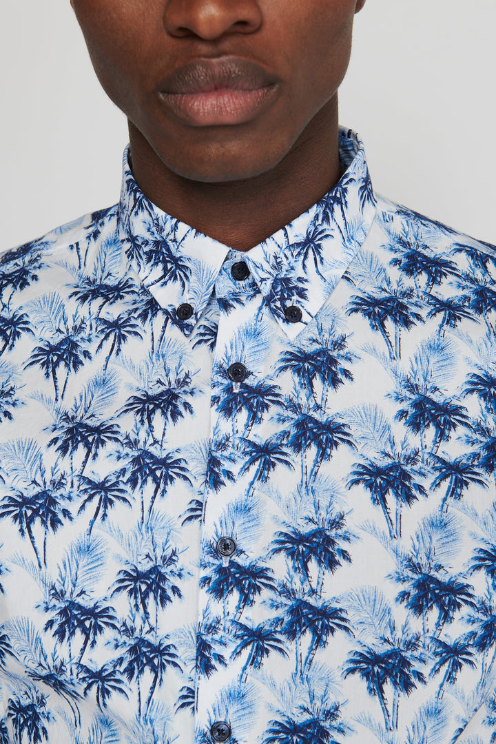 Matinique Palm Print Shirt White - Urban Menswear