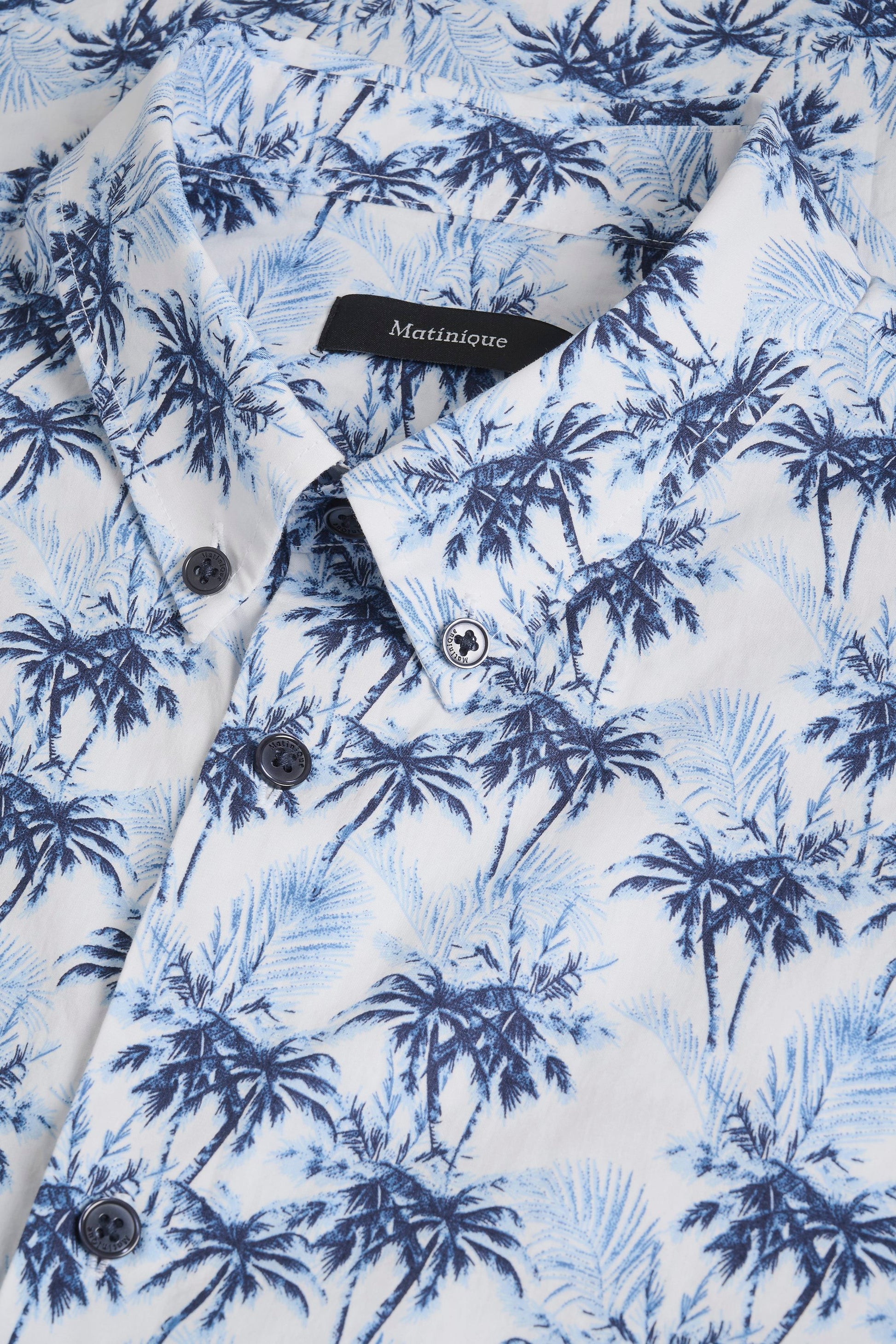 Matinique Palm Print Shirt White - Urban Menswear