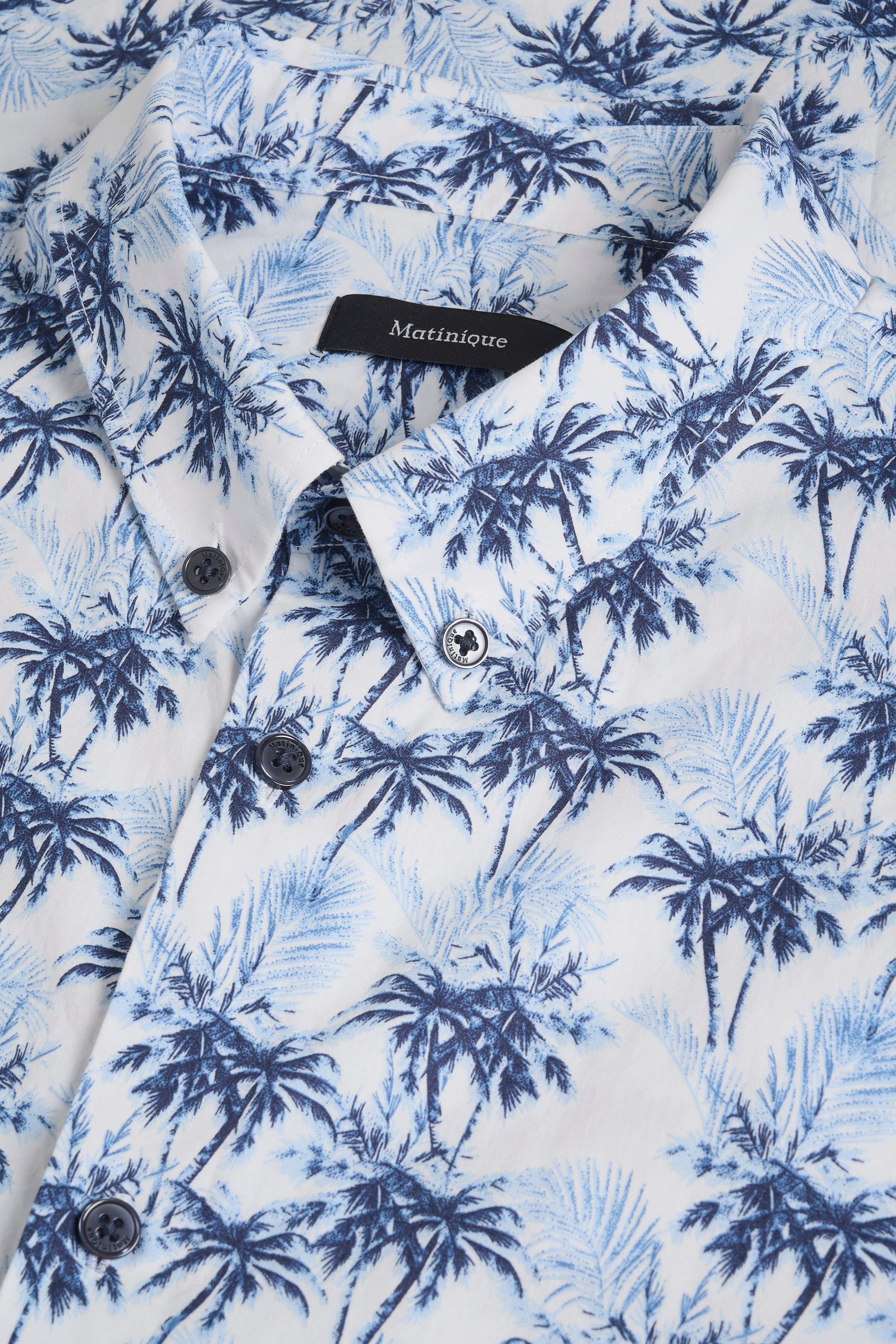 Matinique Palm Print Shirt White - Urban Menswear