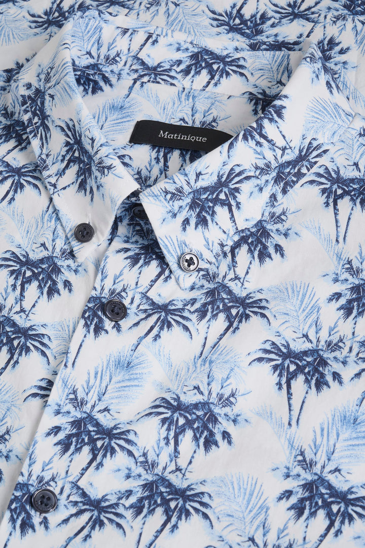 Matinique Palm Print Shirt White - Urban Menswear