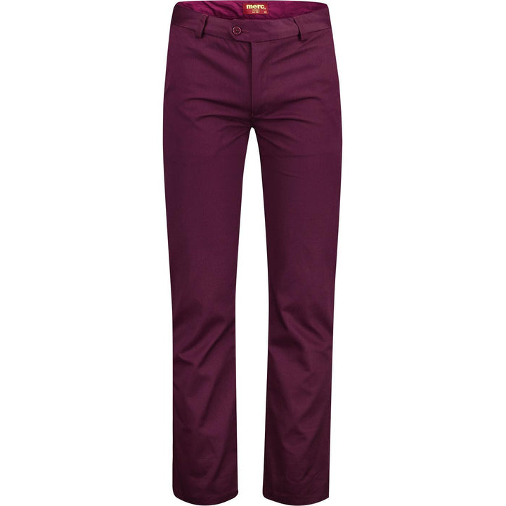 Merc London Winston Sta Prest Trousers Wine - Urban Menswear