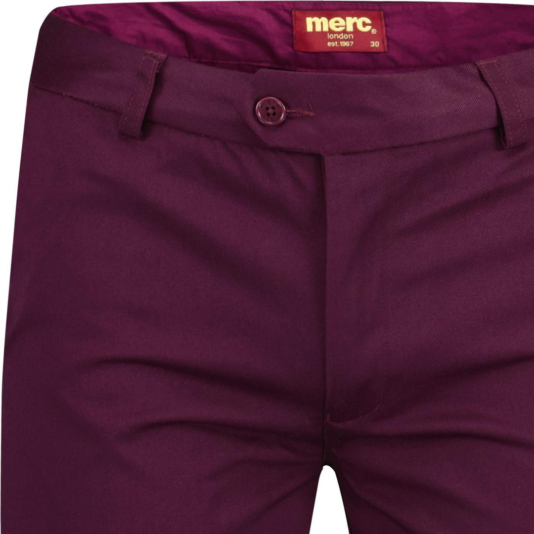 Merc London Winston Sta Prest Trousers Wine - Urban Menswear