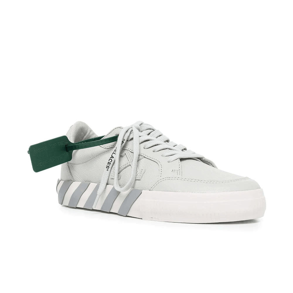 Off White Vulcanized Leather Low Top Sneakers Grey - Urban Menswear