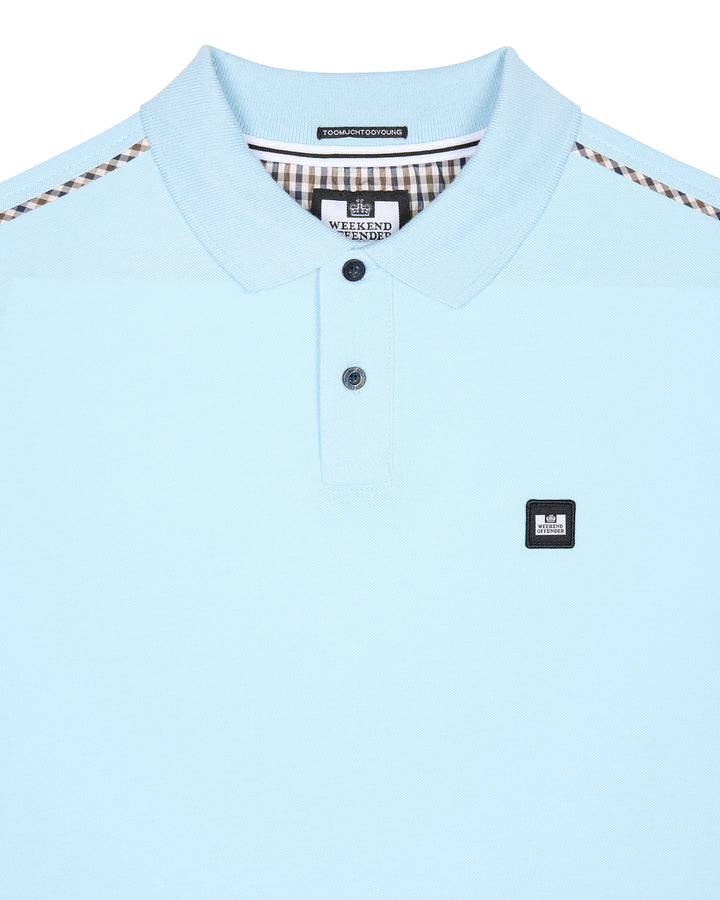 Weekend Offender Sakai Check Polo Shirt Mineral Blue - Urban Menswear