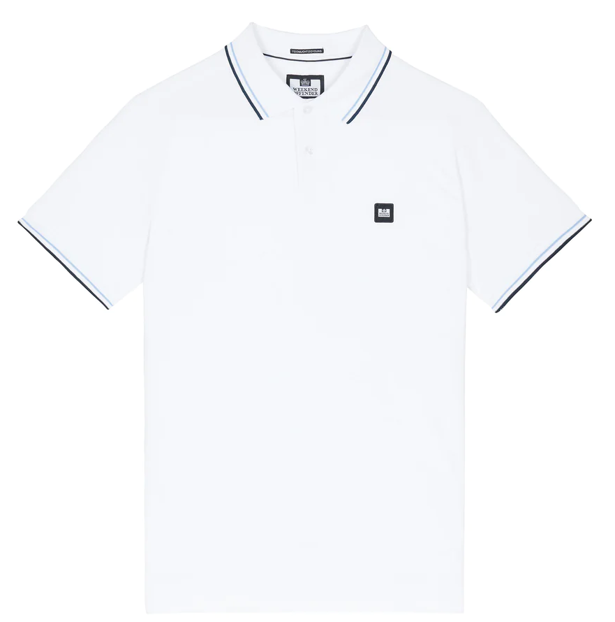 Weekend Offender Sterling Tipped Polo Shirt White - Urban Menswear