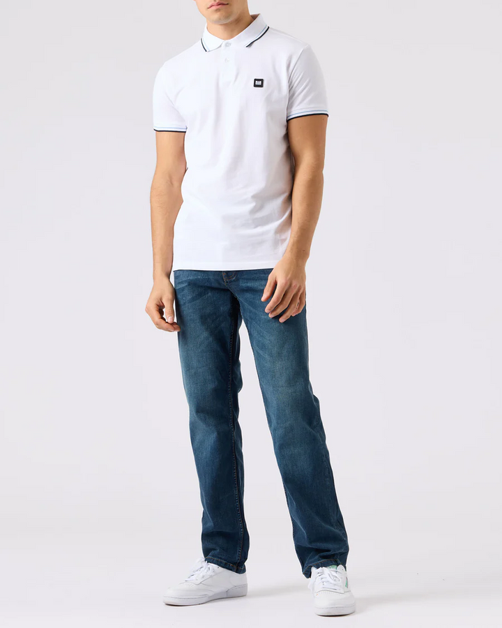 Weekend Offender Sterling Tipped Polo Shirt White - Urban Menswear