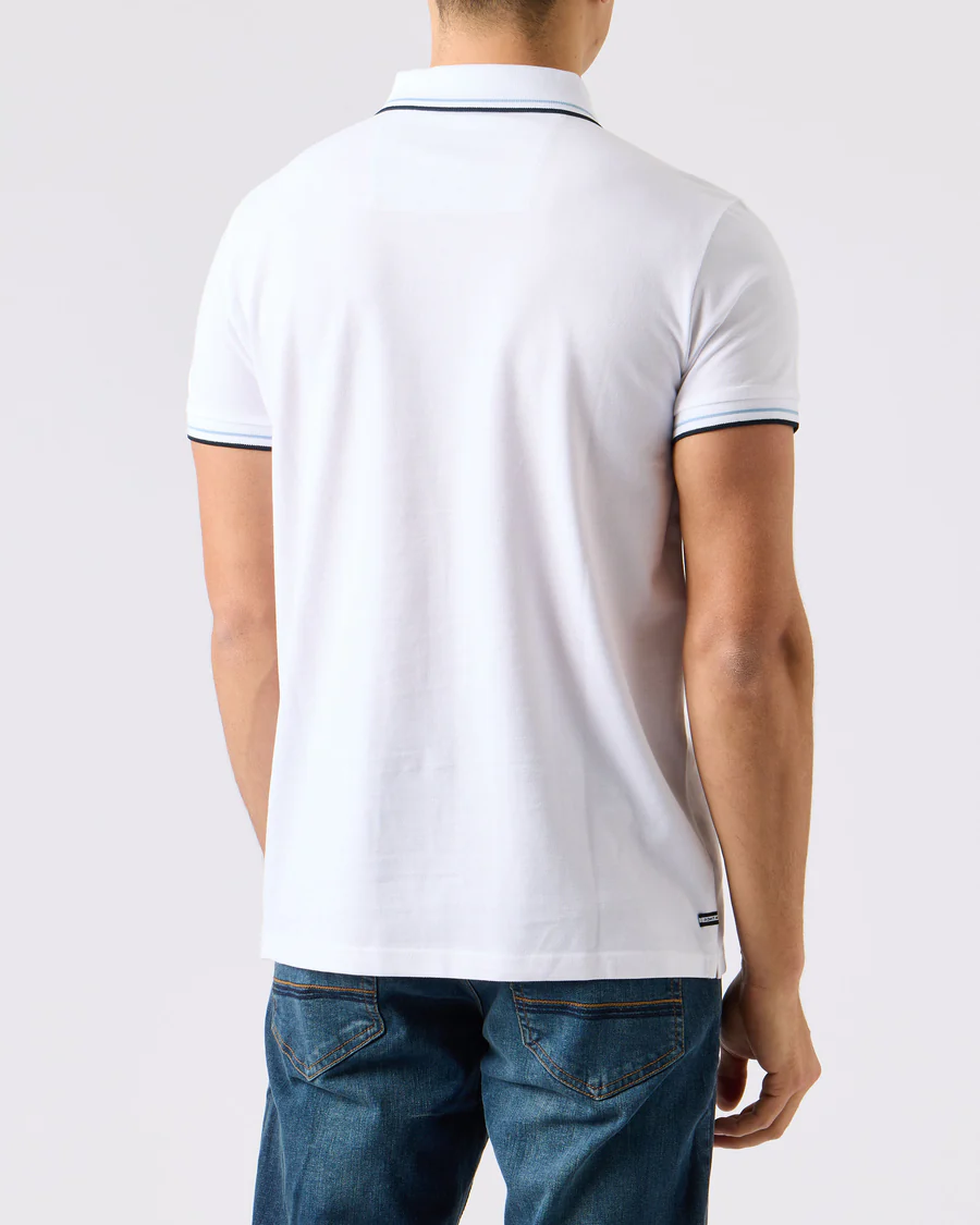 Weekend Offender Sterling Tipped Polo Shirt White - Urban Menswear