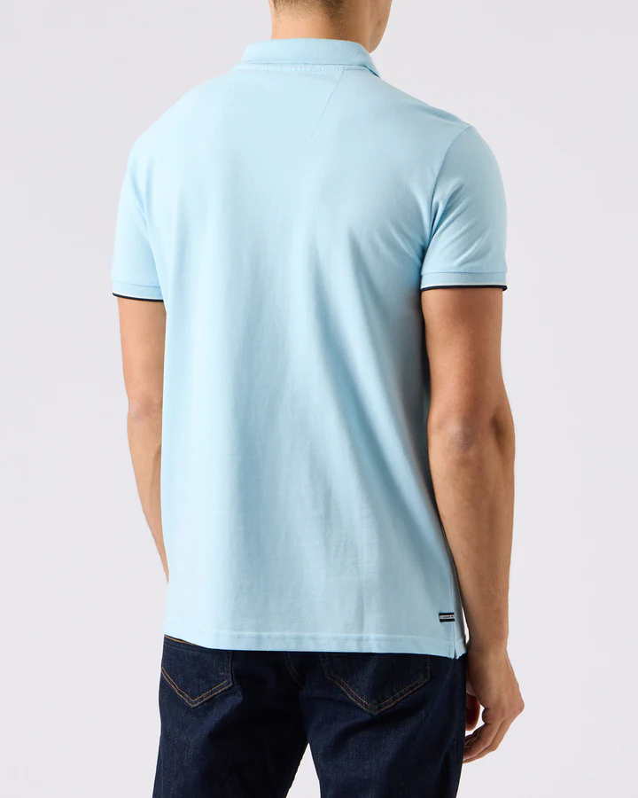 Weekend Offender Sakai Check Polo Shirt Mineral Blue - Urban Menswear
