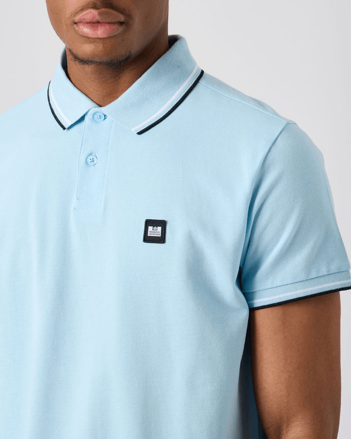 Weekend Offender Sterling Tipped Polo Shirt Mineral Blue - Urban Menswear
