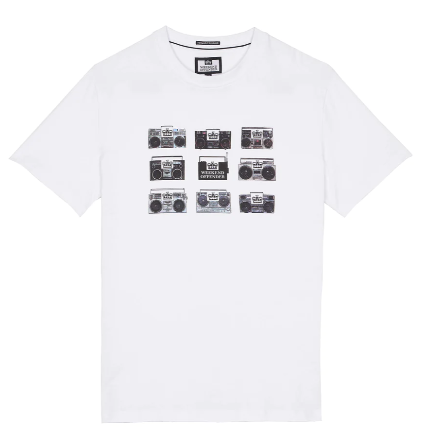 Weekend Offender Boombox T-Shirt White - Urban Menswear