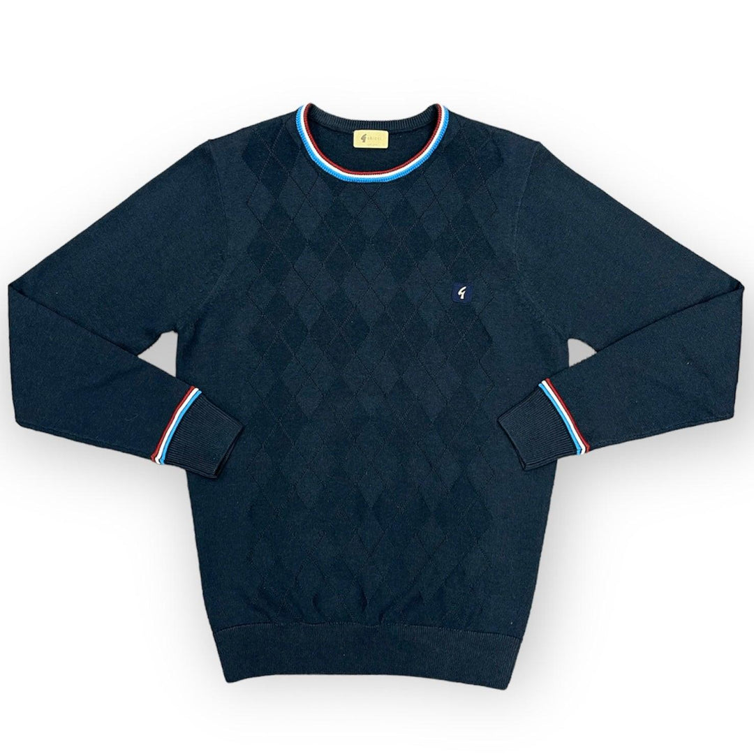 Gabicci Vintage Marlon Argyle Knit Jumper Navy - Urban Menswear