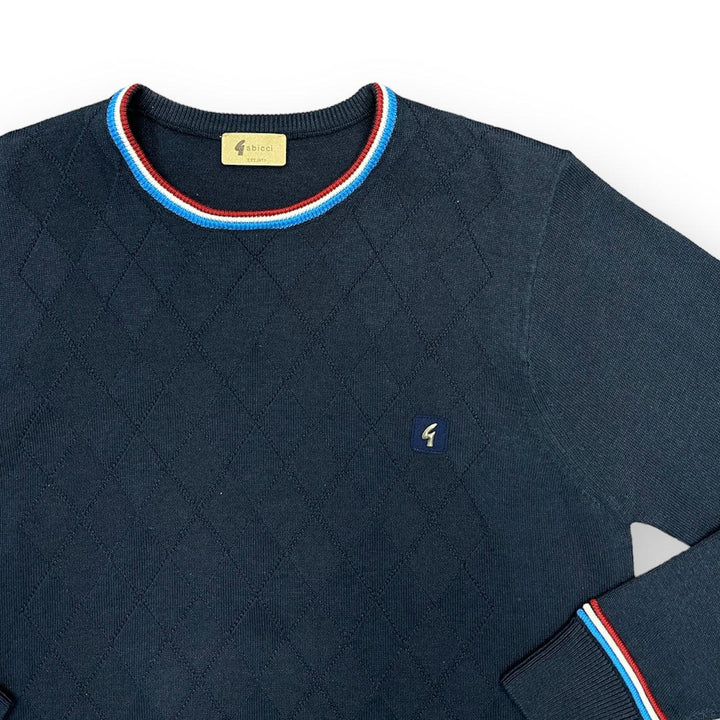 Gabicci Vintage Marlon Argyle Knit Jumper Navy - Urban Menswear