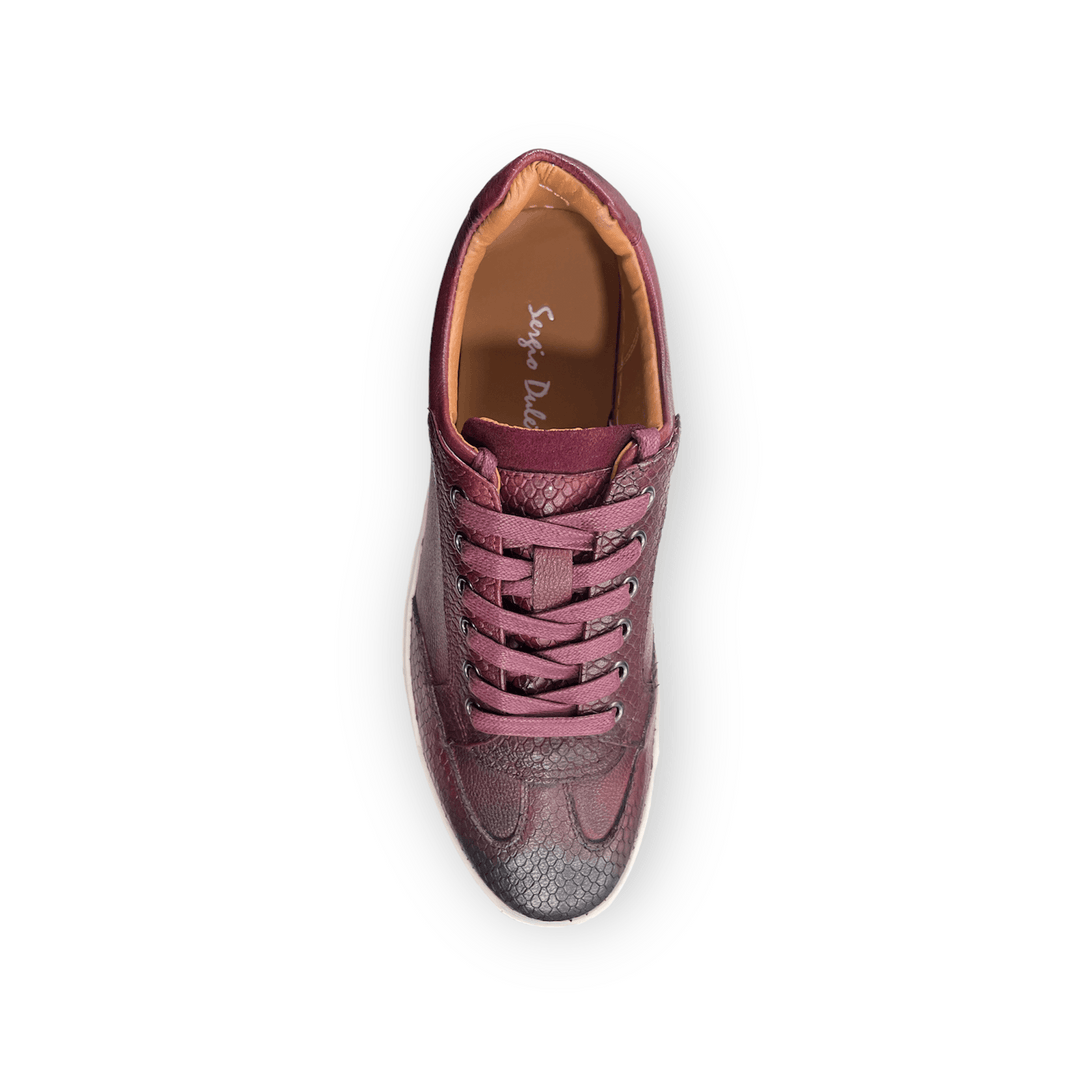 Sergio Duletti Clinton Smart Leather Trainers Wine - Urban Menswear