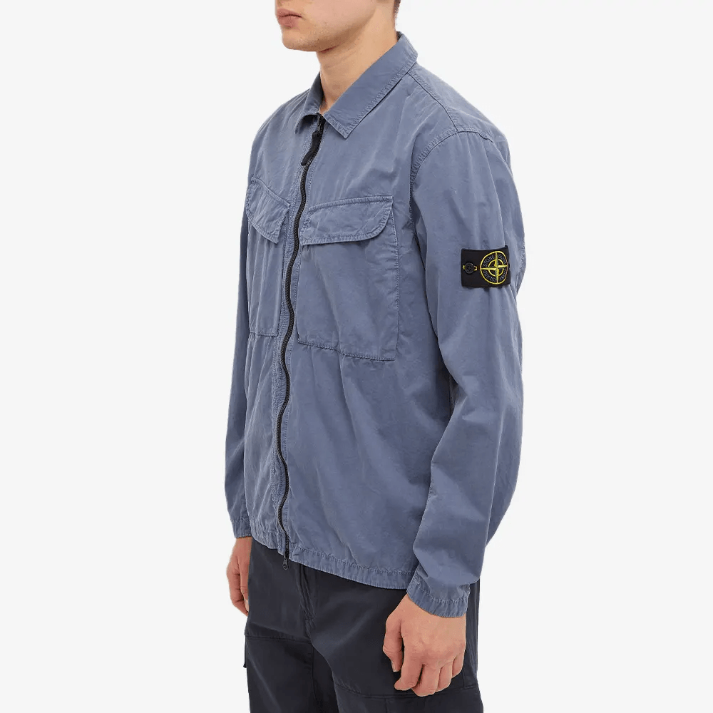 Stone Island 2 Pocket Zip Overshirt - Avio Blue - Men's – Urban Menswear
