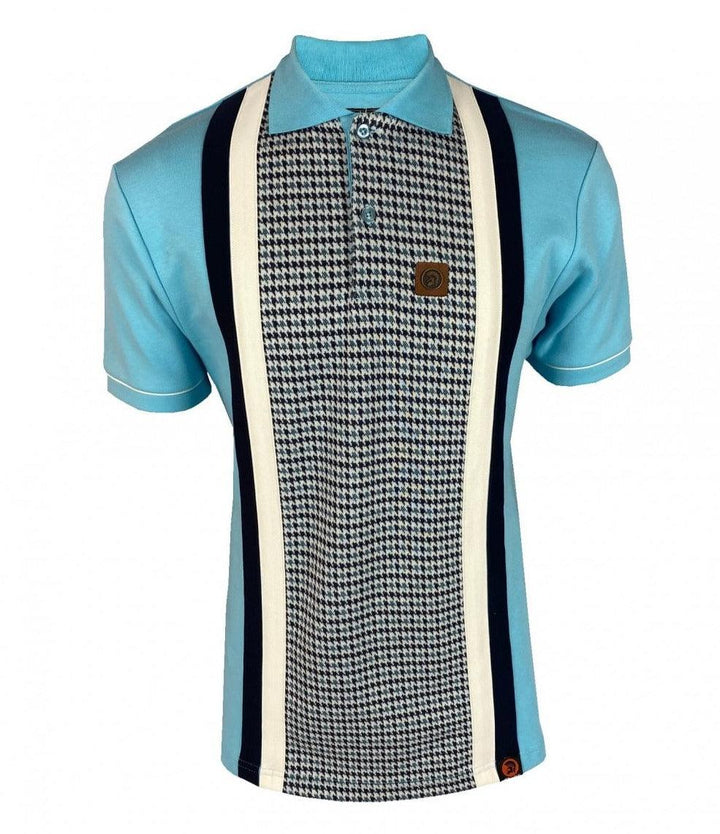 Trojan Houndstooth Panel Polo Mint - Urban Menswear