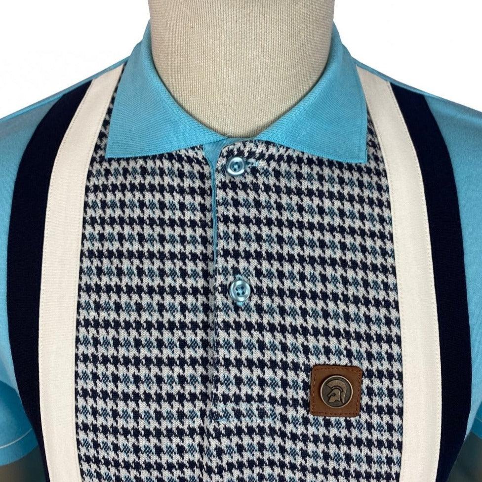 Trojan Houndstooth Panel Polo Mint - Urban Menswear