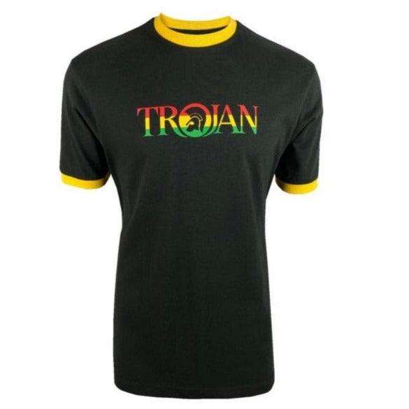 Trojan Records Outline Logo T Shirt Rasta - Urban Menswear